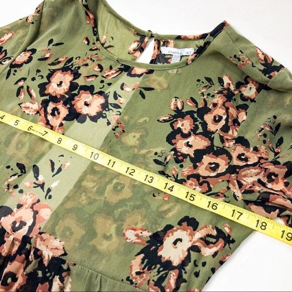 O’Neill Green Floral Sheer Top Sz M - Picture 10 of 11